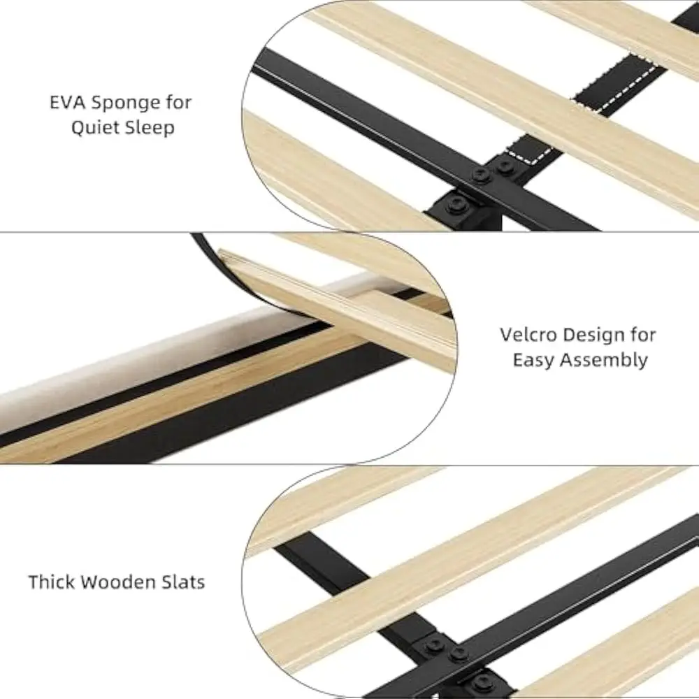 Full Size Bed Frame with Storage Headboard &Charging Station, Metal Platform BedFrame with Large Drawers, No Box Spring Needed - Image 5