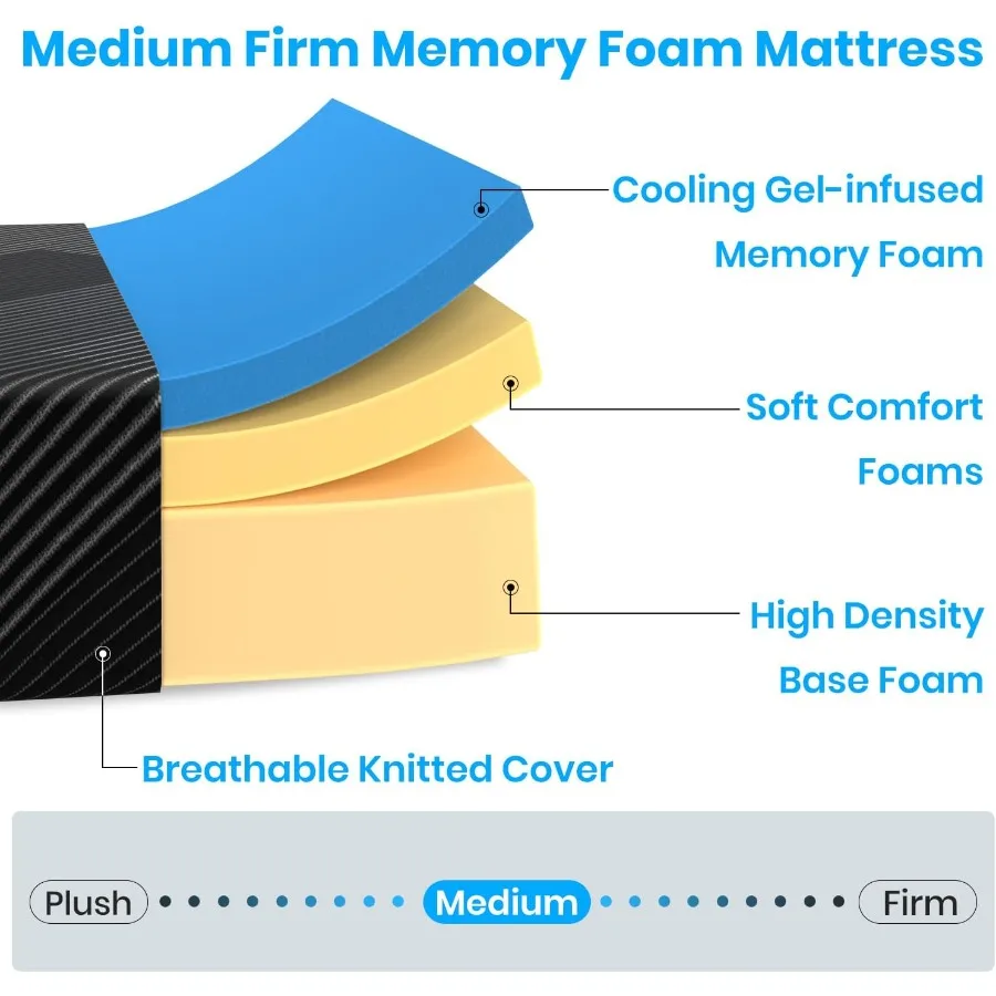 California King Mattress 10 Inch Memory Foam Cal King Mattress with Breathable Washable Removable Cover Cooling Gel Bed in a Bo - Image 3
