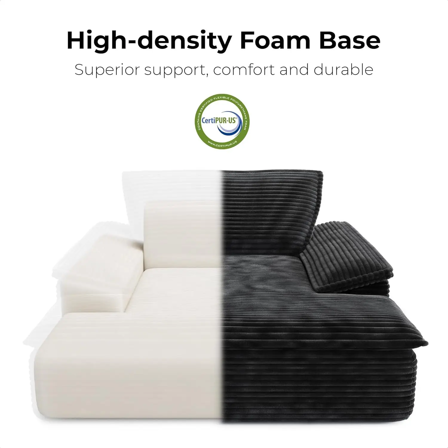 LIKIMIO 59'' Oversized Chaise Lounge Chair Sofa Bed - Plush Corduroy Upholstered Reading Chair, Cloud Couch for Living Room - Image 4