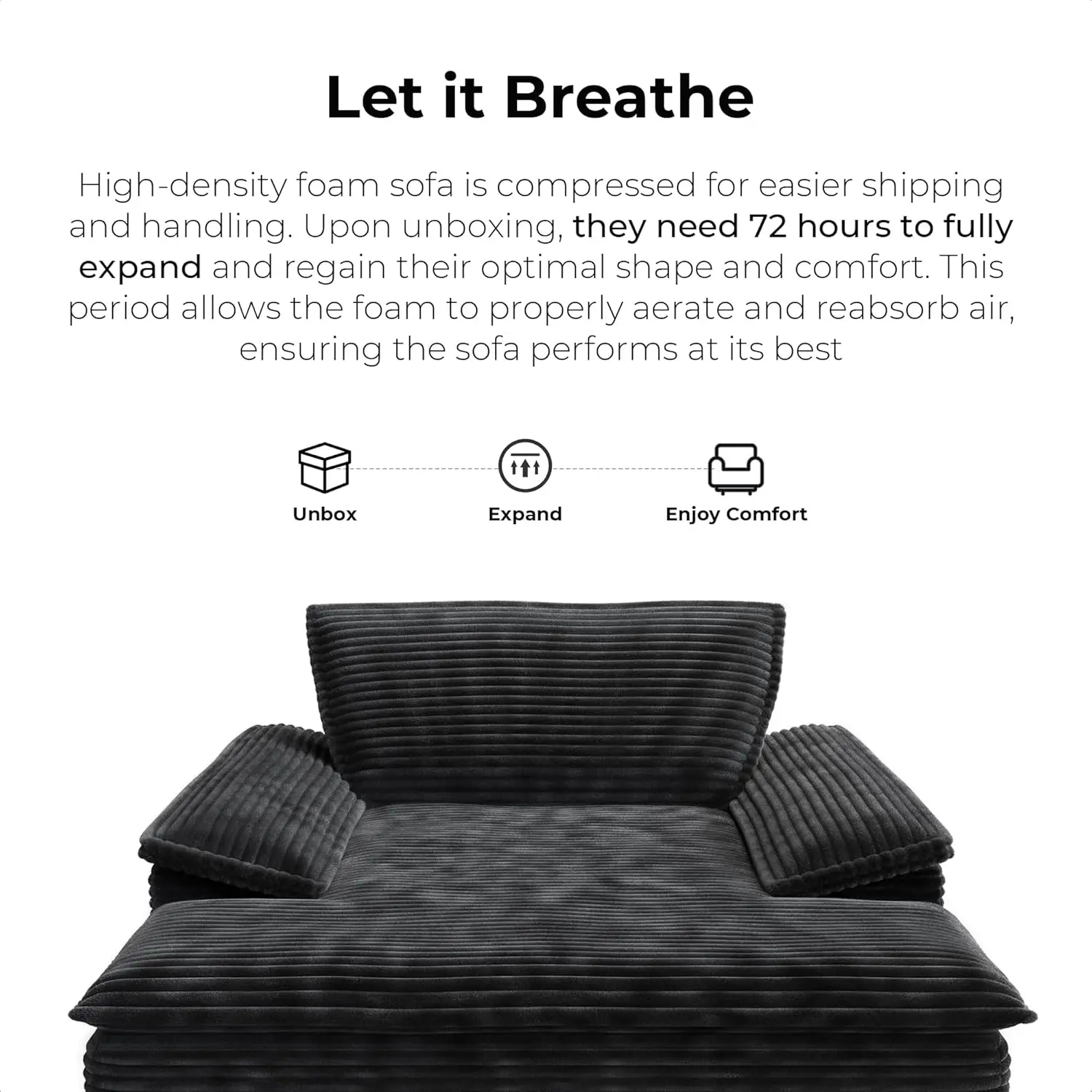 LIKIMIO 59'' Oversized Chaise Lounge Chair Sofa Bed - Plush Corduroy Upholstered Reading Chair, Cloud Couch for Living Room - Image 5