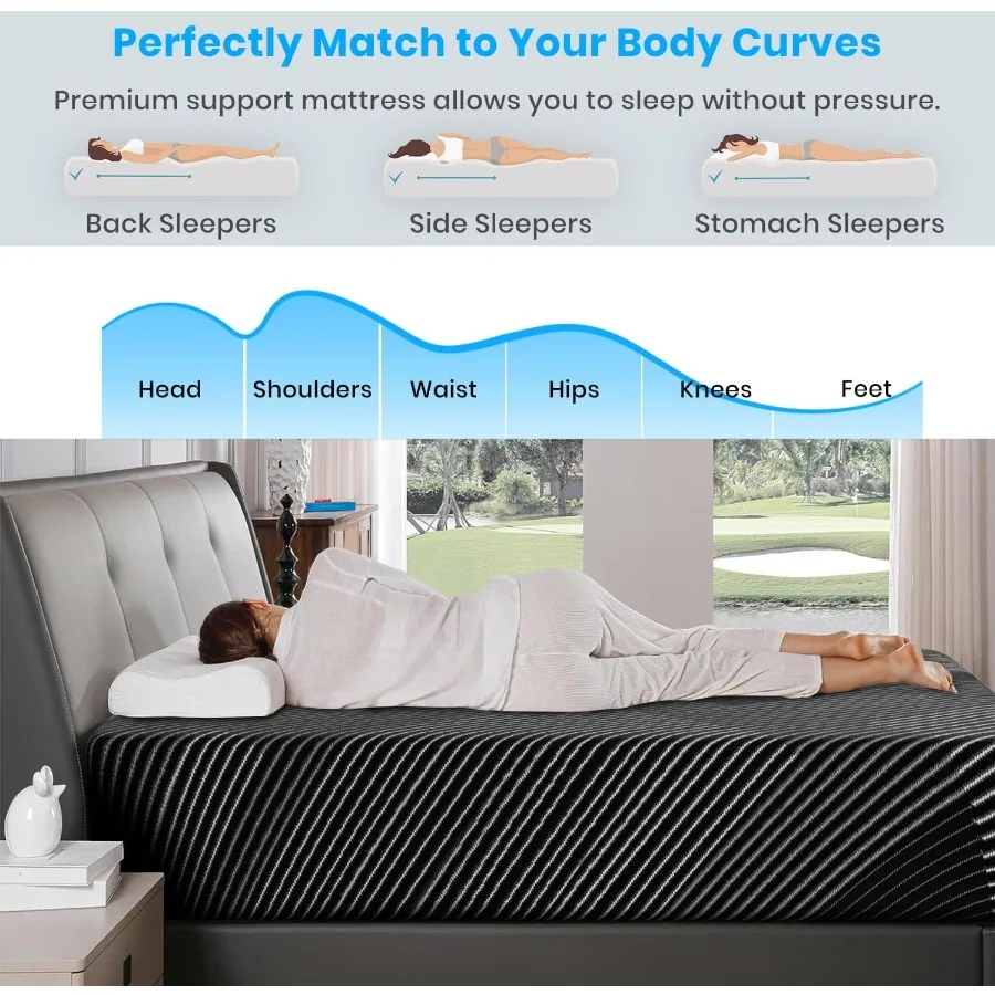 California King Mattress 10 Inch Memory Foam Cal King Mattress with Breathable Washable Removable Cover Cooling Gel Bed in a Bo - Image 4